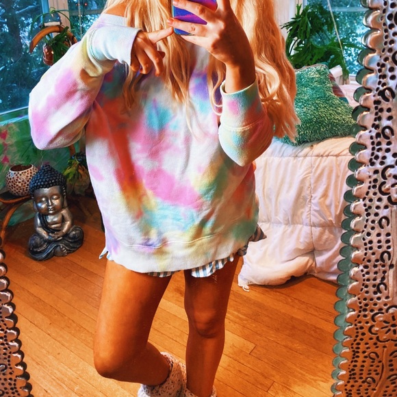 SOLD ON IG✨Pastel Off Shoulder Tie Dye Oversi - Picture 8 of 12